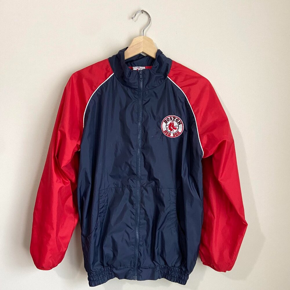 MAJESTIC Red Sox Front Zip Red & Blue Warm Up Jacket- Not Sized